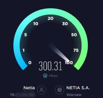 The speed test result without a VPN connection