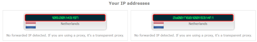 The IP addresses detected on the security test