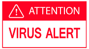 A warning sign with a virus alert